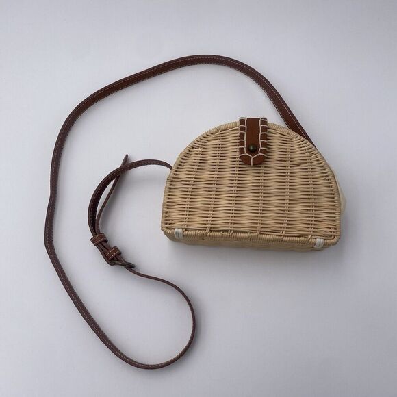 Universal Thread Target Rattan Woven Half Moon Crossbody Bag Faux Leather - Picture 1 of 10